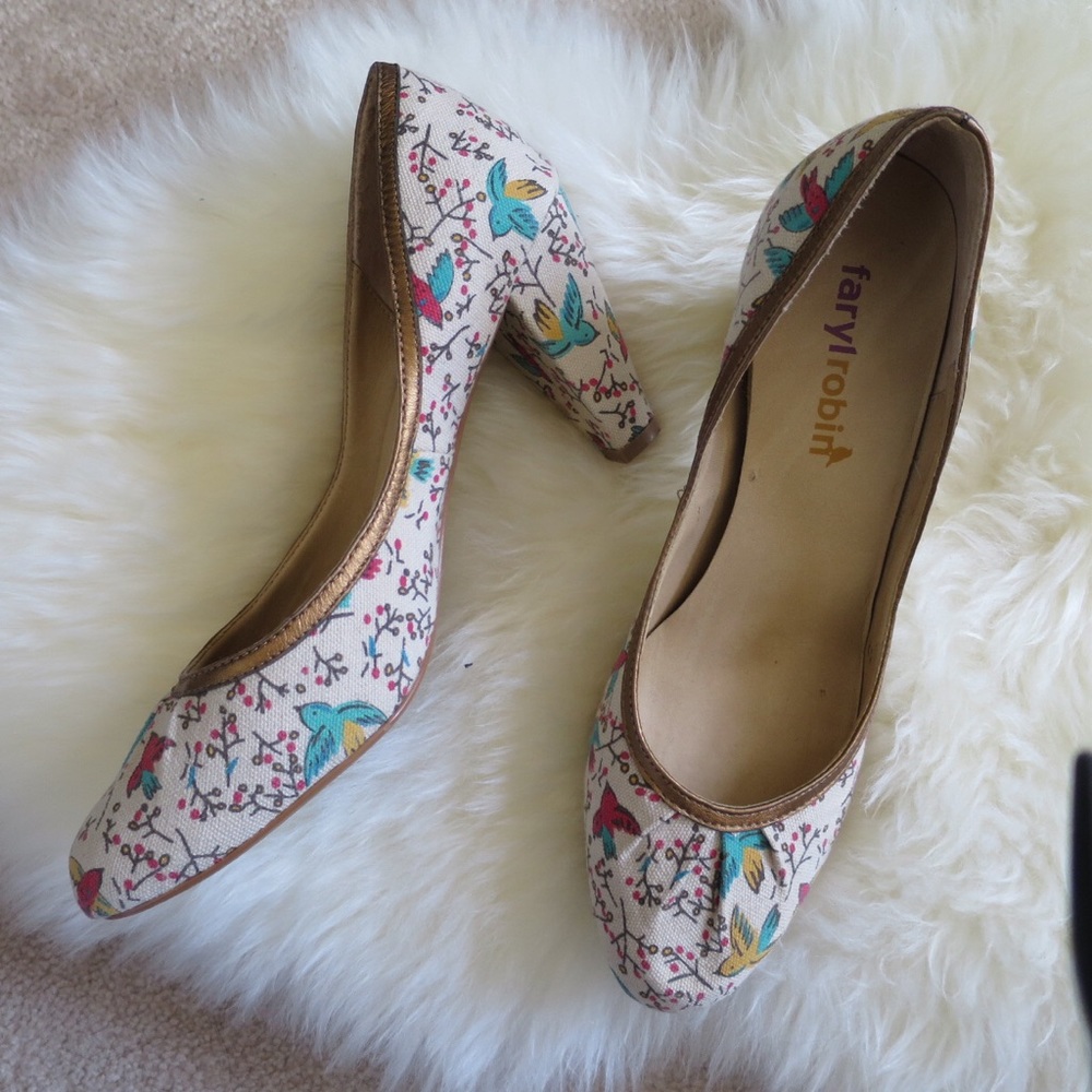 Faryl Robin Bird Patterned Block Heel